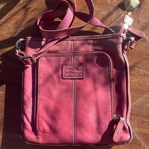 Fossil red leather wallet crossbody vintage!